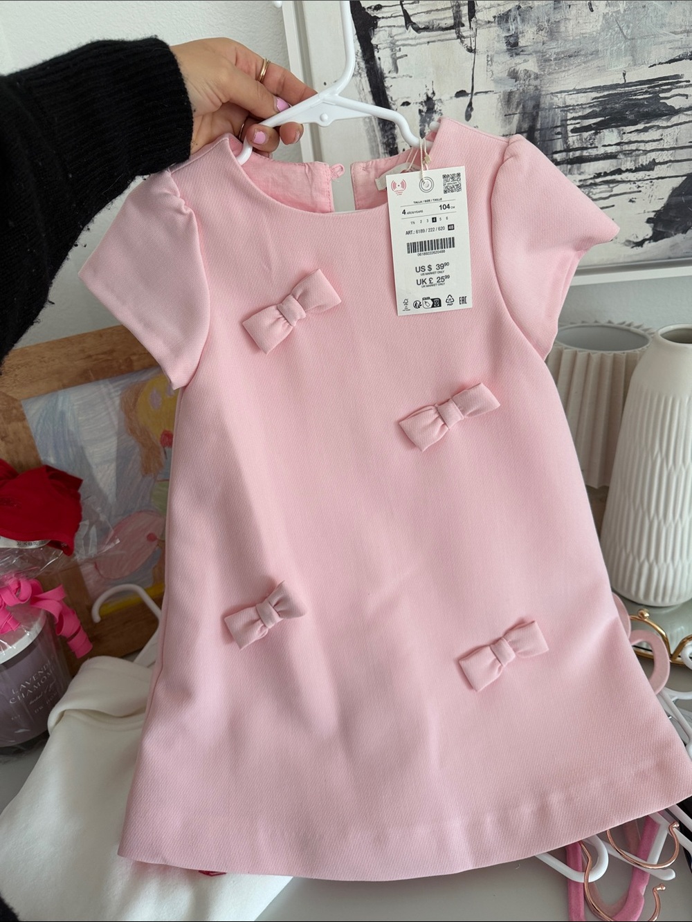 Brand new Zara Pink Bow Accent Kids Dress